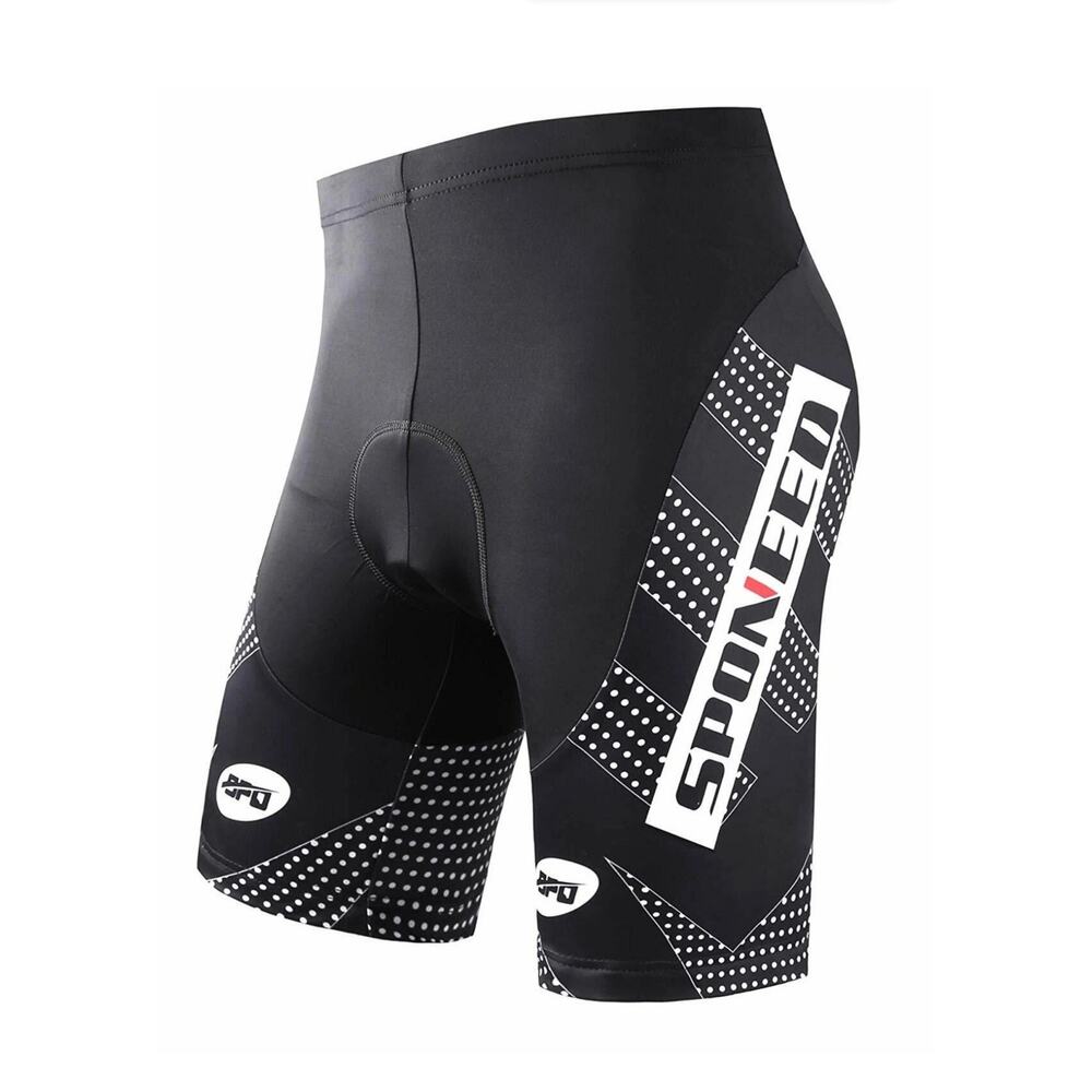 Sponeed Cycling Shorts L Mens Stretchy Biker Compression Riding Black White NWT
